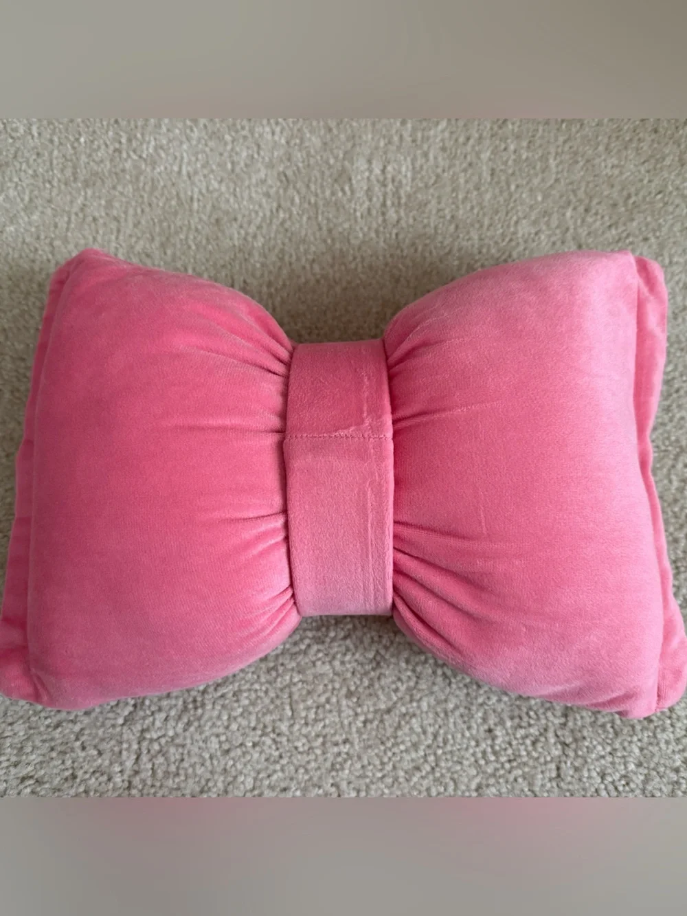 Pink Bow Shaped Accent Pillow (14”L)